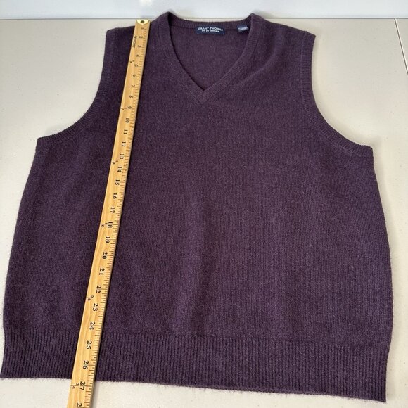Grant Thomas Two Ply Cashmere Sweater Vest Size L Purple Vintage - Picture 6 of 8